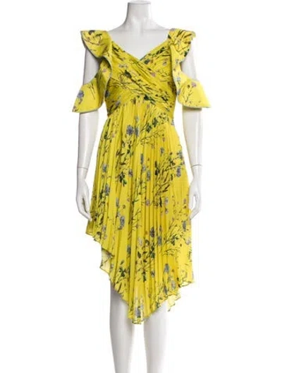 Pre-owned Self-portrait Floral Print Long Dress In Yellow