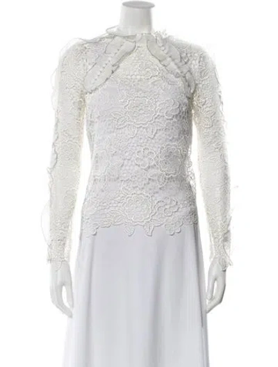 Pre-owned Self-portrait Floral Print Long Sleeve Blouse In Neutrals