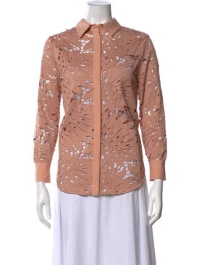 Pre-owned Self-portrait Floral Print Long Sleeve Blouse In Neutrals