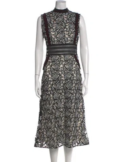 Pre-owned Self-portrait Floral Print Midi Length Dress In Multi