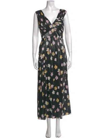Pre-owned Self-portrait Floral Print Midi Length Dress W/ Tags In Black