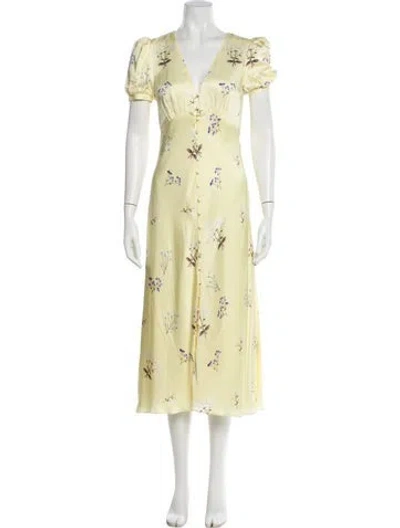 Pre-owned Self-portrait Floral Print Midi Length Dress W/ Tags In Yellow