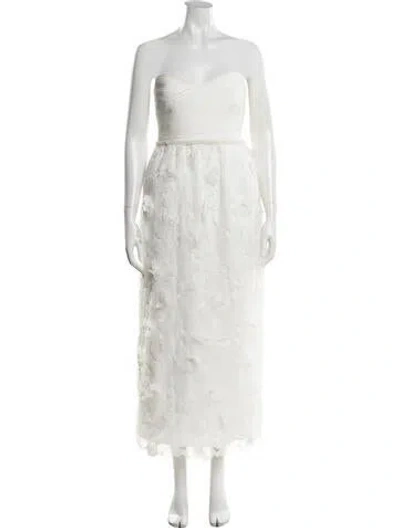Pre-owned Self-portrait Floral Print Midi Length Dress In White