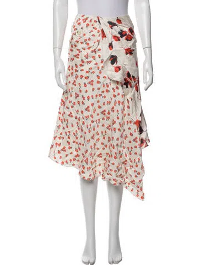 Pre-owned Self-portrait Floral Print Midi Length Skirt In Neutrals