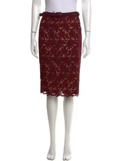 Pre-owned Self-portrait Floral Print Midi Length Skirt In Red