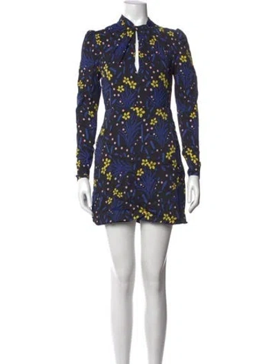 Pre-owned Self-portrait Floral Print Mini Dress In Black