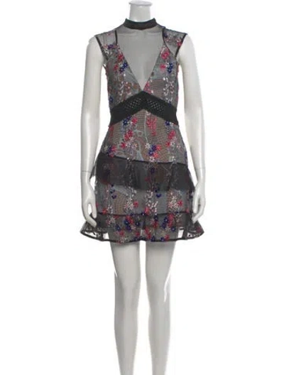 Pre-owned Self-portrait Floral Print Mini Dress In Multi