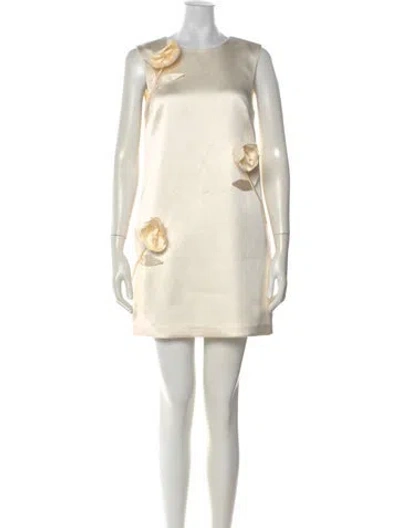 Pre-owned Self-portrait Floral Print Mini Dress In Neutral