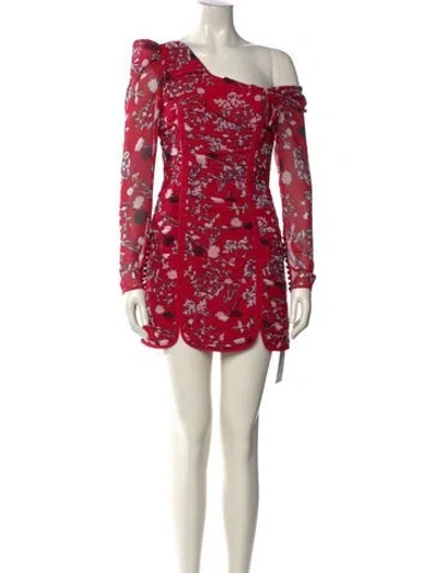 Pre-owned Self-portrait Floral Print Mini Dress In Red