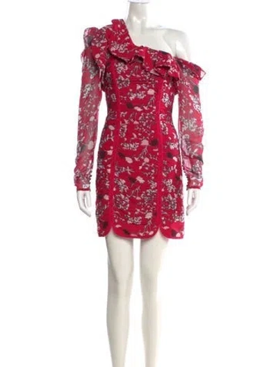 Pre-owned Self-portrait Floral Print Mini Dress In Red