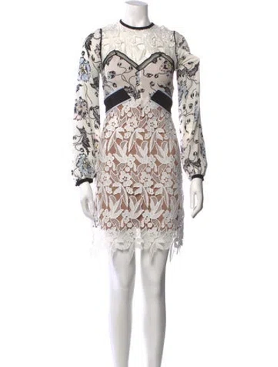 Pre-owned Self-portrait Floral Print Mini Dress W/ Tags In White