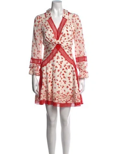 Pre-owned Self-portrait Floral Print Mini Dress In White