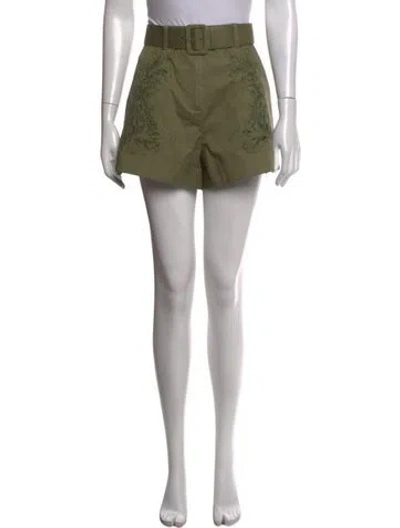 Pre-owned Self-portrait Floral Print Mini Shorts In Green