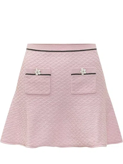 Self-portrait Floral Print Mini Skirt In Pink