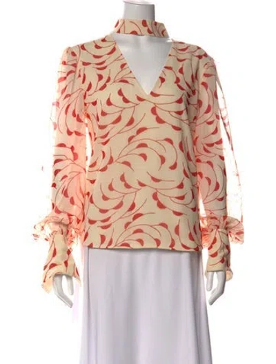 Pre-owned Self-portrait Floral Print V-neck Blouse W/ Tags In Multi