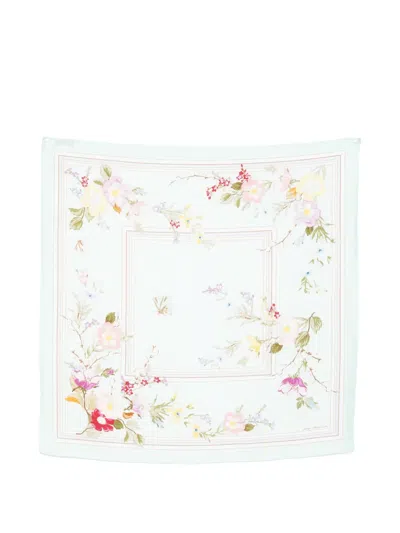 Self-portrait Floral Scarf In White