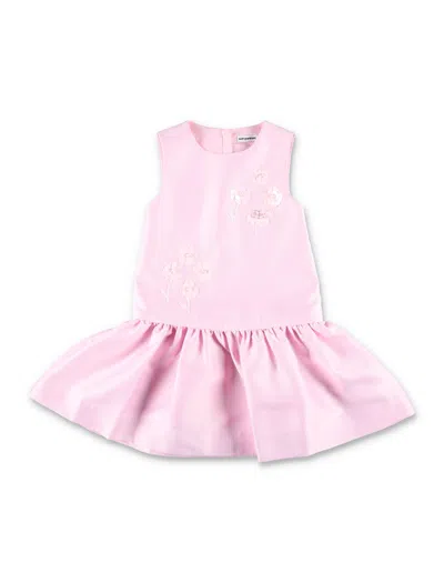 Self-portrait Floral Sequin Taffeta Dress With Ruffle Hem In Rosa