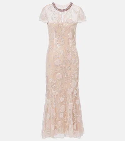 Self-portrait Sequin-embellished Maxi Dress In Neutral