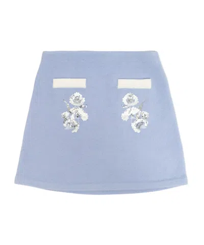 Self-portrait Kids' Floral Skirt In Blue