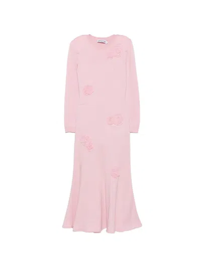 Self-portrait Floral-appliqué Maxi Dress In Brown