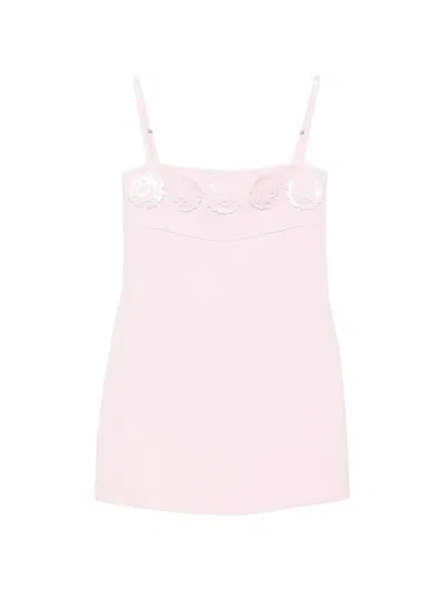 Self-portrait Floral-appliqué Mini Dress In Pink