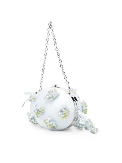 Self-portrait Floral-beaded Clutch Bag In Blue