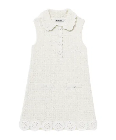 Self-portrait Floral-collar Sleeveless Knit Dress In White