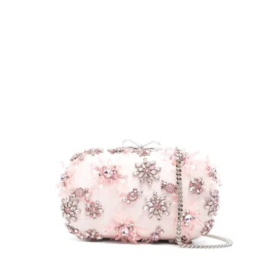 Self-portrait Floral-embellished Clutch Bag In Pink