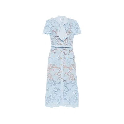 Self-portrait Floral-lace Bow-detail Midi Dress In Blue