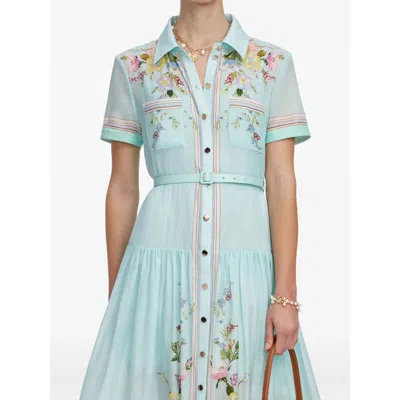 Self-portrait Floral-print Belted Maxi Dress In Blue