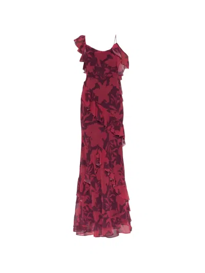 Self-portrait Floral-print Ruffled-details Maxi Dress In Multi