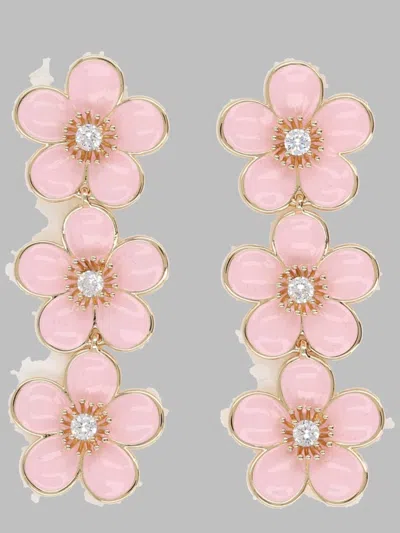 Self-portrait Flower Drop Earrings In Pink