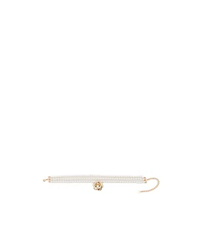 Self-portrait Flower Pearl Choker In Green