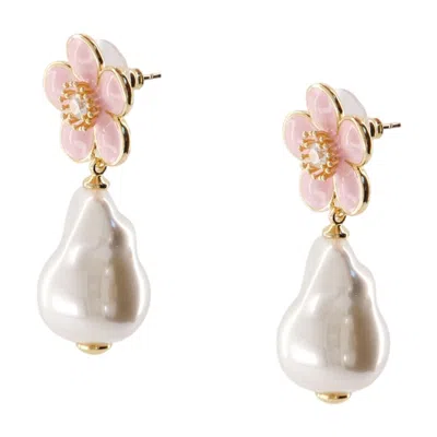 Self-portrait Floral Crystal Bead Pendant Statement Earrings In Multi