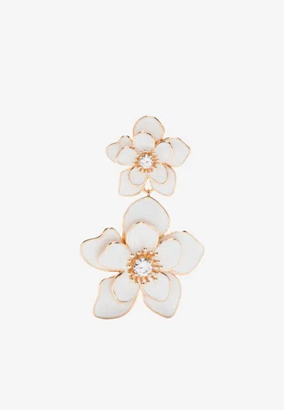Self-portrait Flower Tiered Drop Earrings In Cream