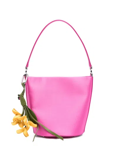 Self-portrait Flower-charm Bucket Bag In Pink