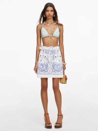 Self-portrait Fly Zip High-waist Mini Skirt In Brown