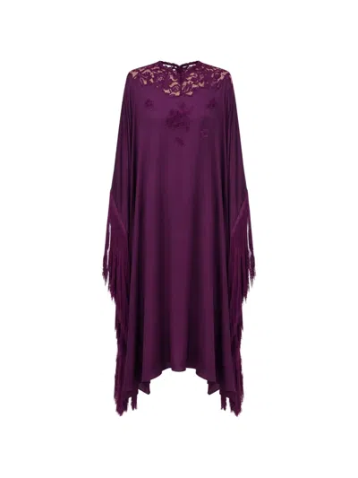 Self-portrait -style Asymmetric Mini Dress With Removable Belt In Purple