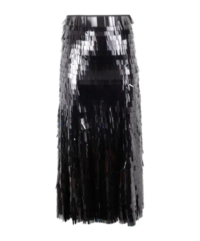 Self-portrait Fringed Midi Skirt In Black