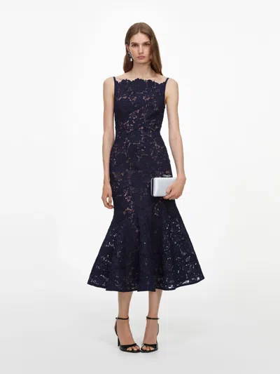 Self-portrait Fully Lined Mini Dress With Hidden Back Zipper In Blue