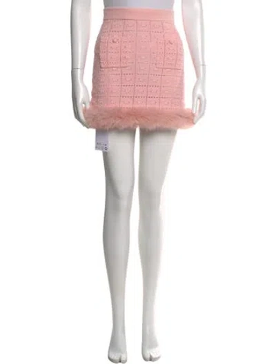 Pre-owned Self-portrait Fur Trim Mini Skirt W/ Tags In Pink