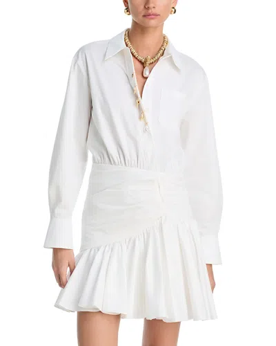Self-portrait Cotton Gathered Mini Dress In White