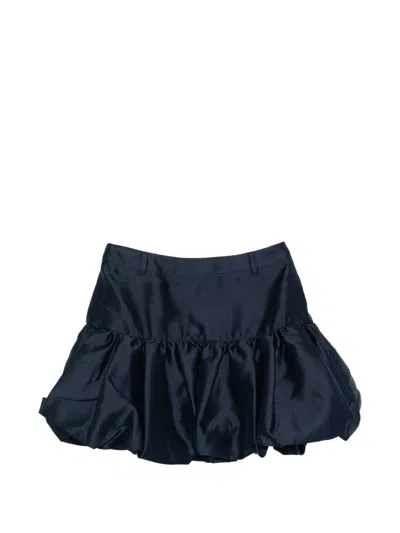 Self-portrait Gathered Mini Skirt In Blue