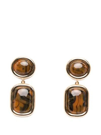 Self-portrait Geometric-shape Earrings In Brown