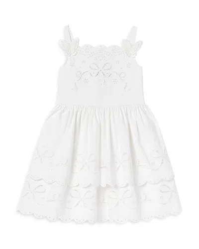 Self-portrait Girls' Cotton Embroidered Dress - Little Kid, Big Kid In White