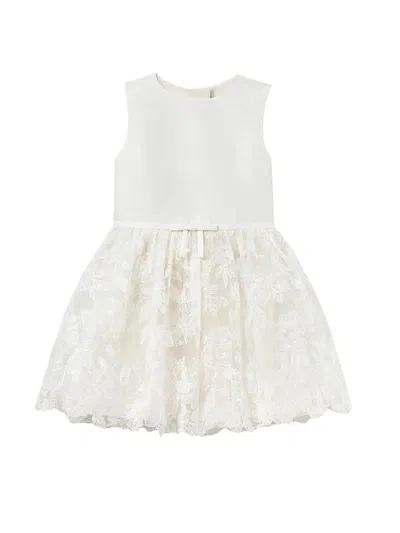 Self-portrait Girls Satin Tulle Flower Dress In White