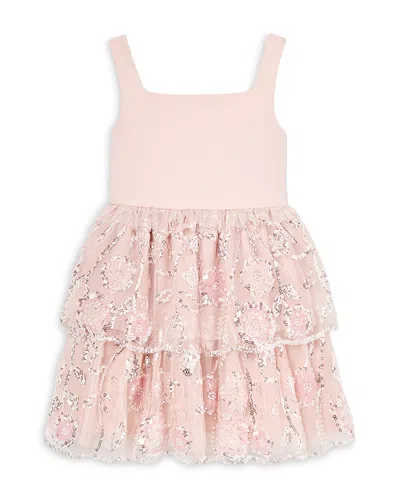 Self-portrait Girls' Sequin Embellished Tiered Dress - Little Kid, Big Kid In Pink