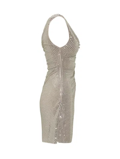 Self-portrait Glamorous Rhinestone Mini Dress In Champagne