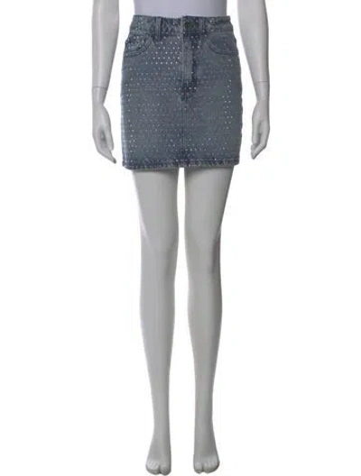 Pre-owned Self-portrait Glitter Accents Mini Skirt W/ Tags In Blue