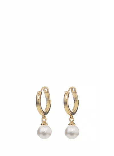 Self-portrait Gold Bow Pearl Brass Earrings